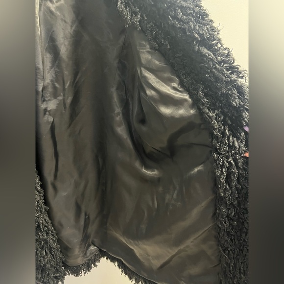Smythe Black Shag Oversized Throw Coat w Pockets - Size Large - Picture 4 of 6
